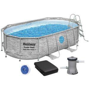 Каркасний басейн Bestway 56714 (427х250х100 см) з картриджним фільтром, драбиною і захисним тентом