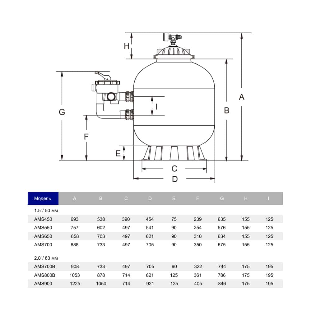 Фільтр Aquaviva MSD750 (23 м3/год, D750) - Зображення 4