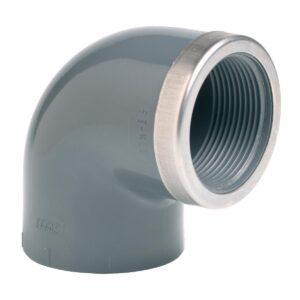 Коліно ПВХ Effast RGRGOR020B 90° з металевим кільцем, d20x1/2"