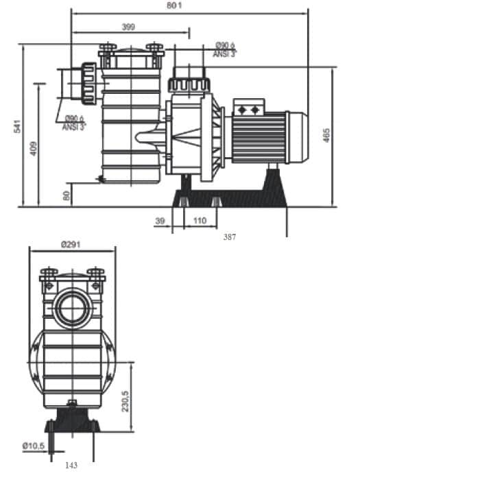 Насос Hayward HCP38453E KAP450 T1.B IE3 (380 В, 66 м³/год, 4.5 HP) - Зображення 3