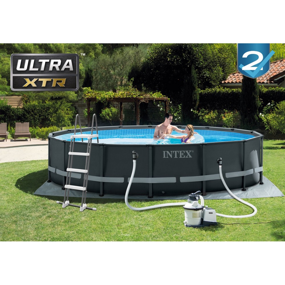 Каркасний басейн Intex 26326 ULTRA XTR (488х122 см) з пісочним фільтром, драбиною та тентом - Зображення 3