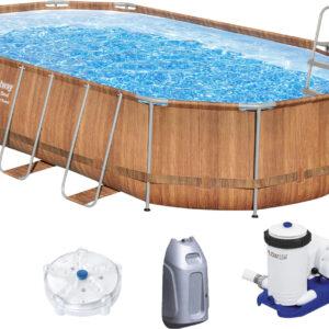 Каркасный бассейн Bestway 56719 (610х366х122 см) с гидромассажем, картриджным фильтром и лестницей